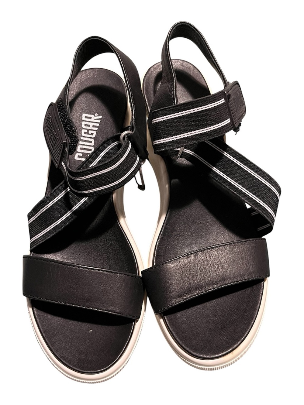 Cougar Black Striped Elastic Strap Sandals